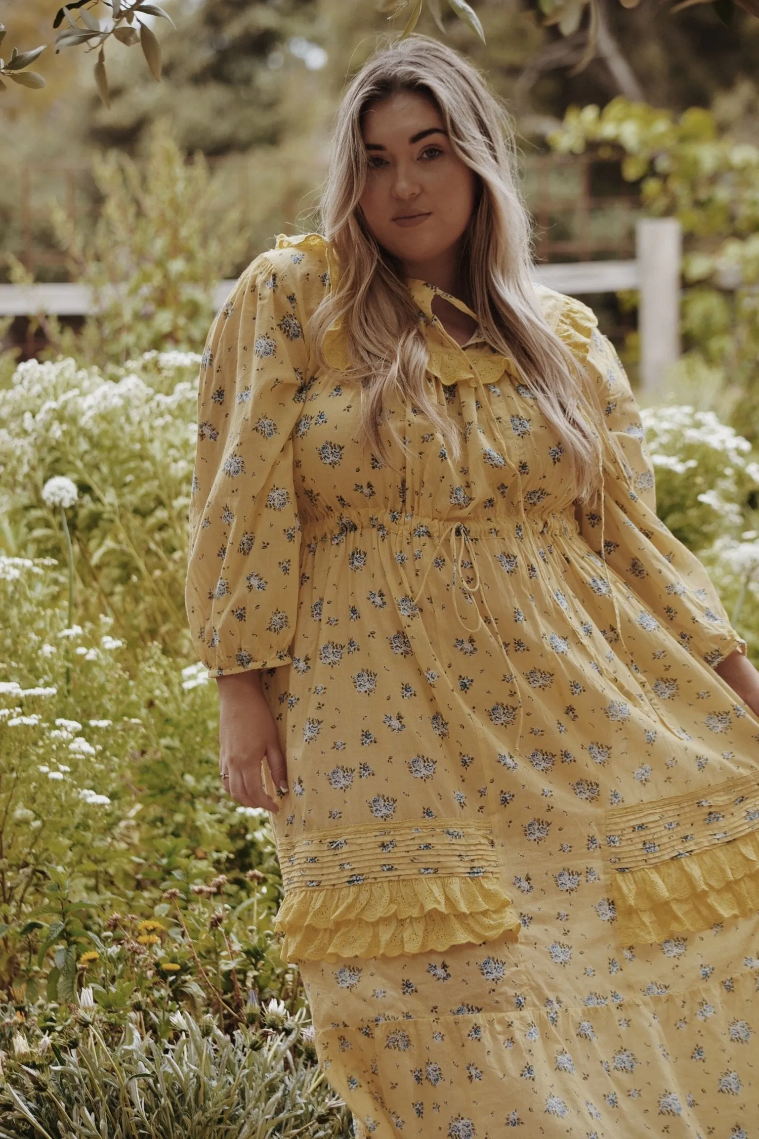 100% RECYCLED COTTON - ABERDEEN LEMON FLORAL DRESS