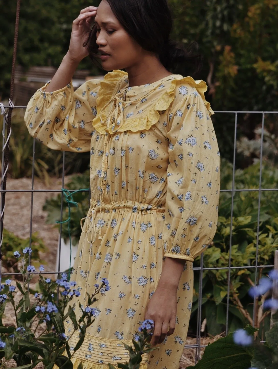 100% RECYCLED COTTON - ABERDEEN LEMON FLORAL DRESS