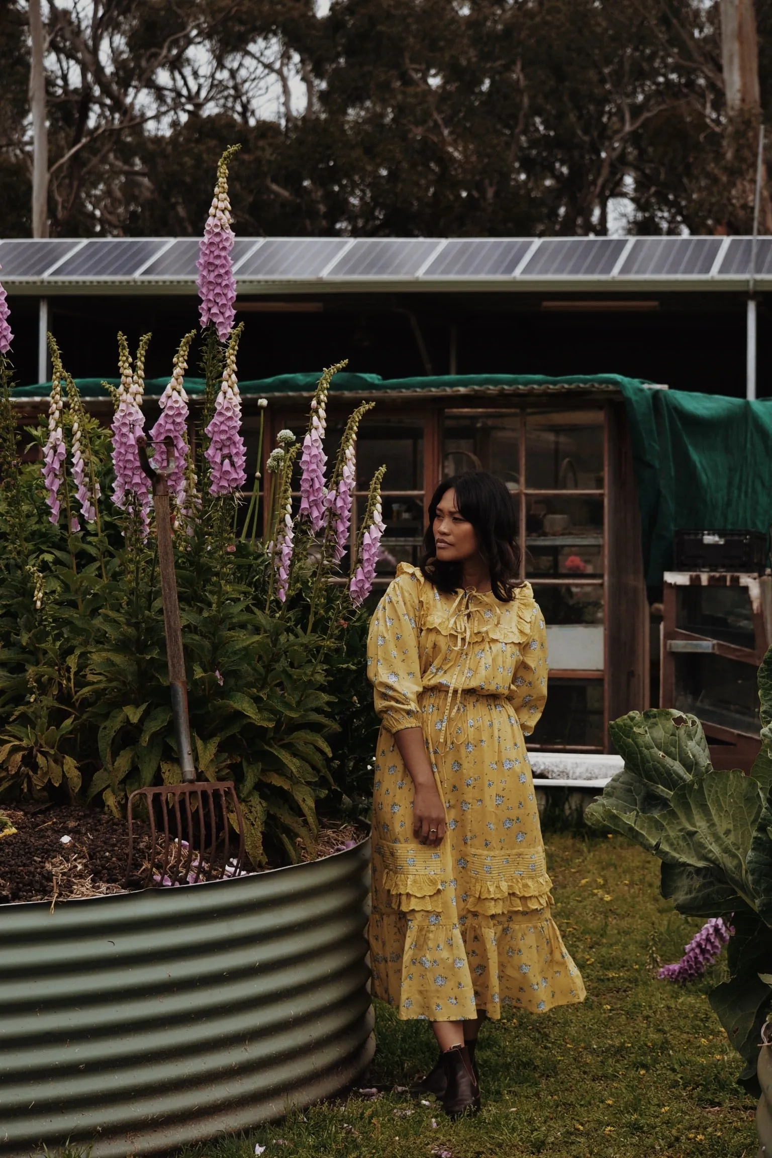 100% RECYCLED COTTON - ABERDEEN LEMON FLORAL DRESS