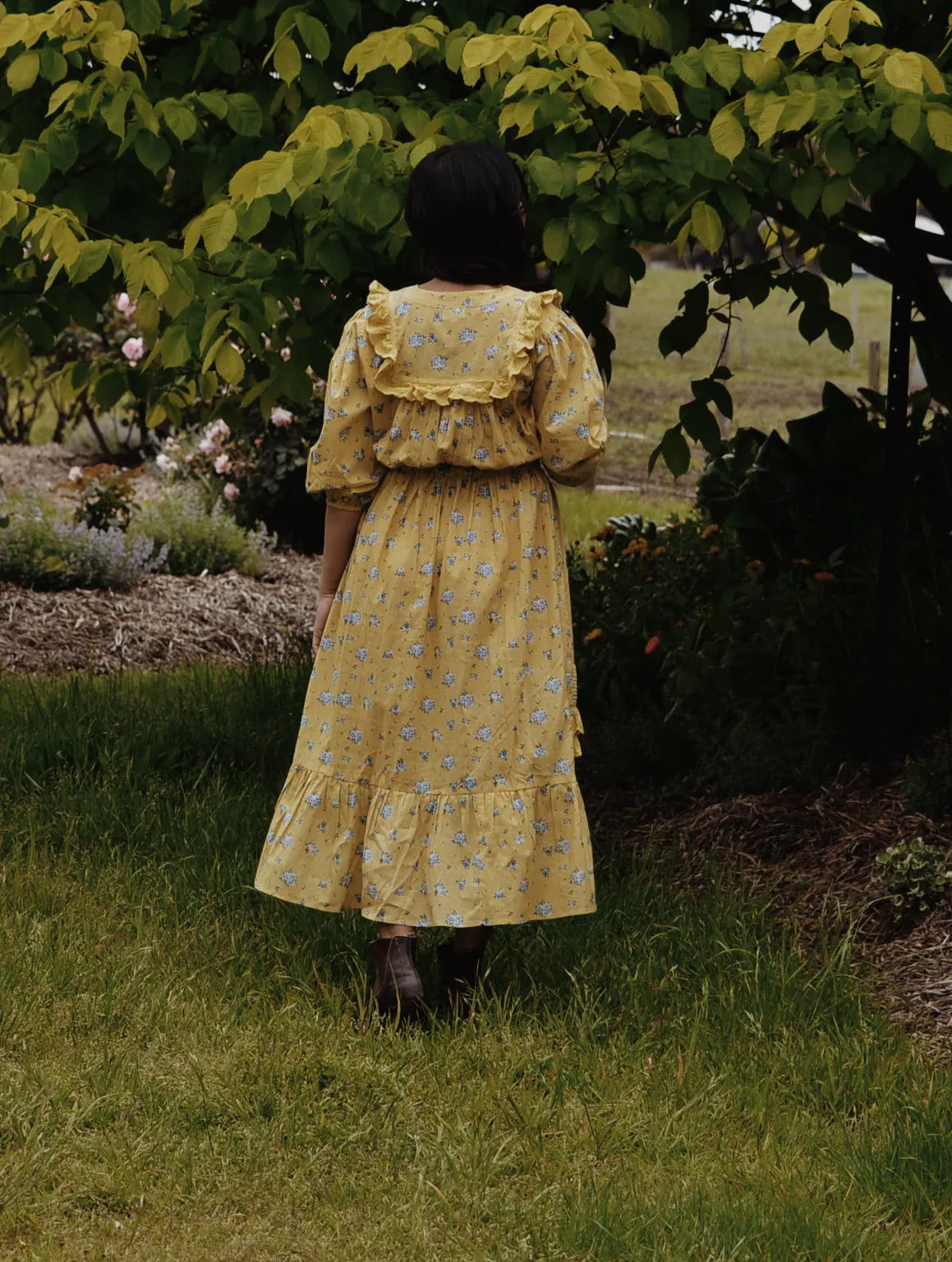 100% RECYCLED COTTON - ABERDEEN LEMON FLORAL DRESS