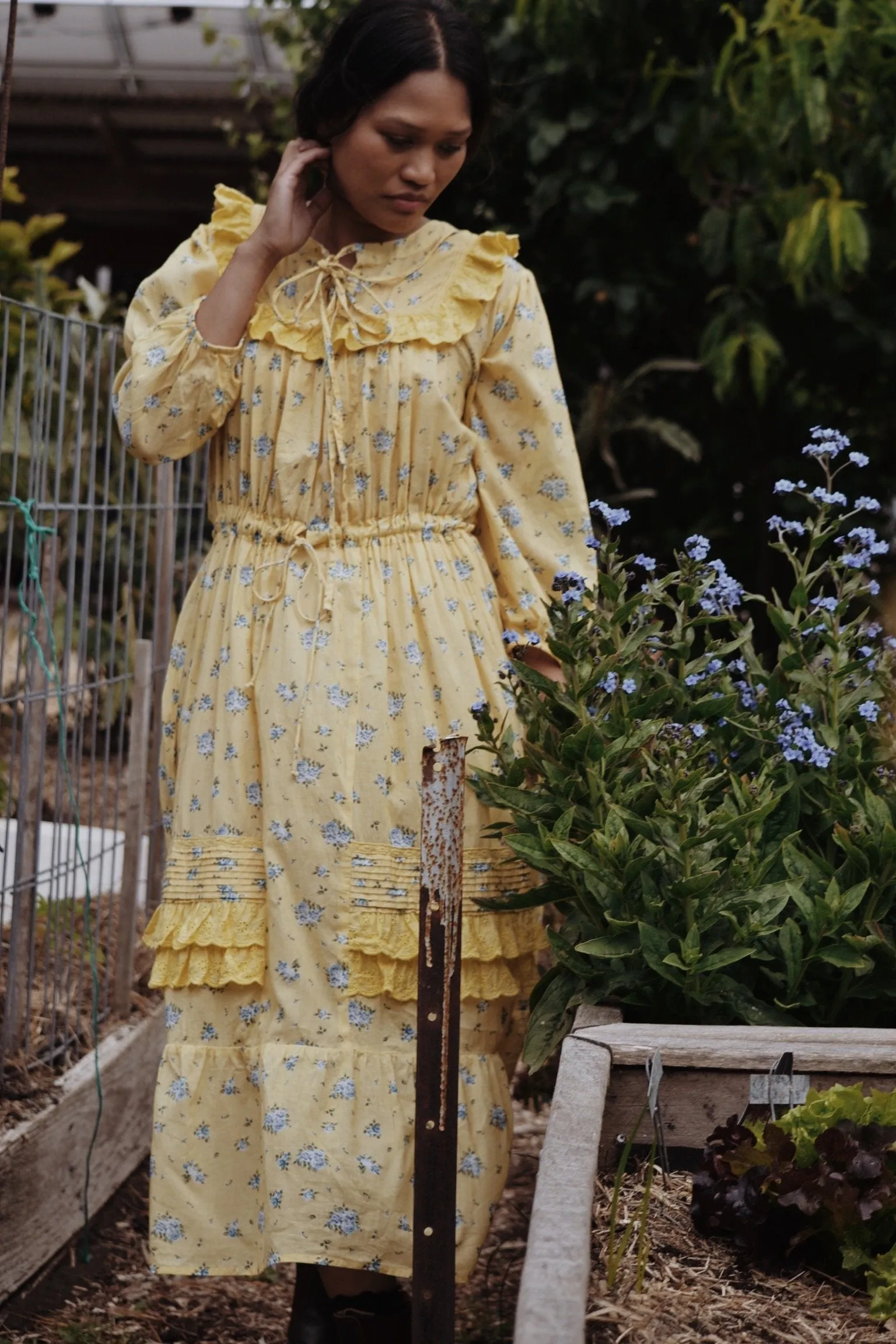 100% RECYCLED COTTON - ABERDEEN LEMON FLORAL DRESS