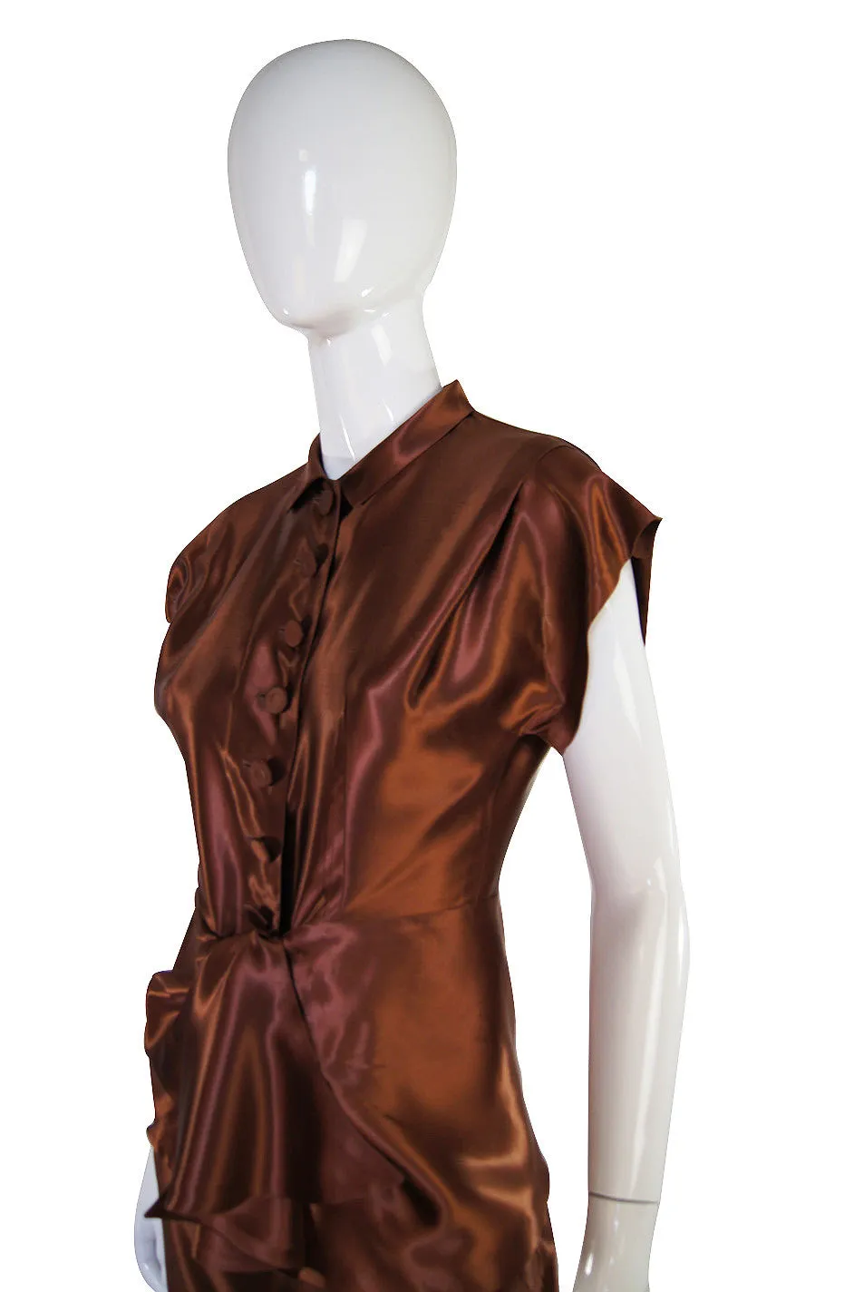 1940s Rare Liquid Silk Satin Copper Suit