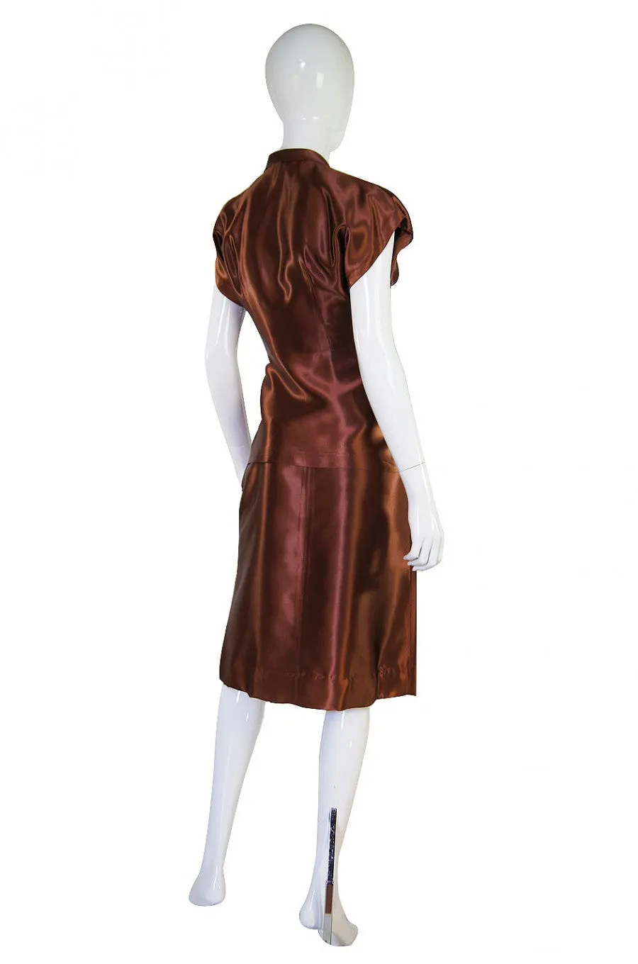 1940s Rare Liquid Silk Satin Copper Suit