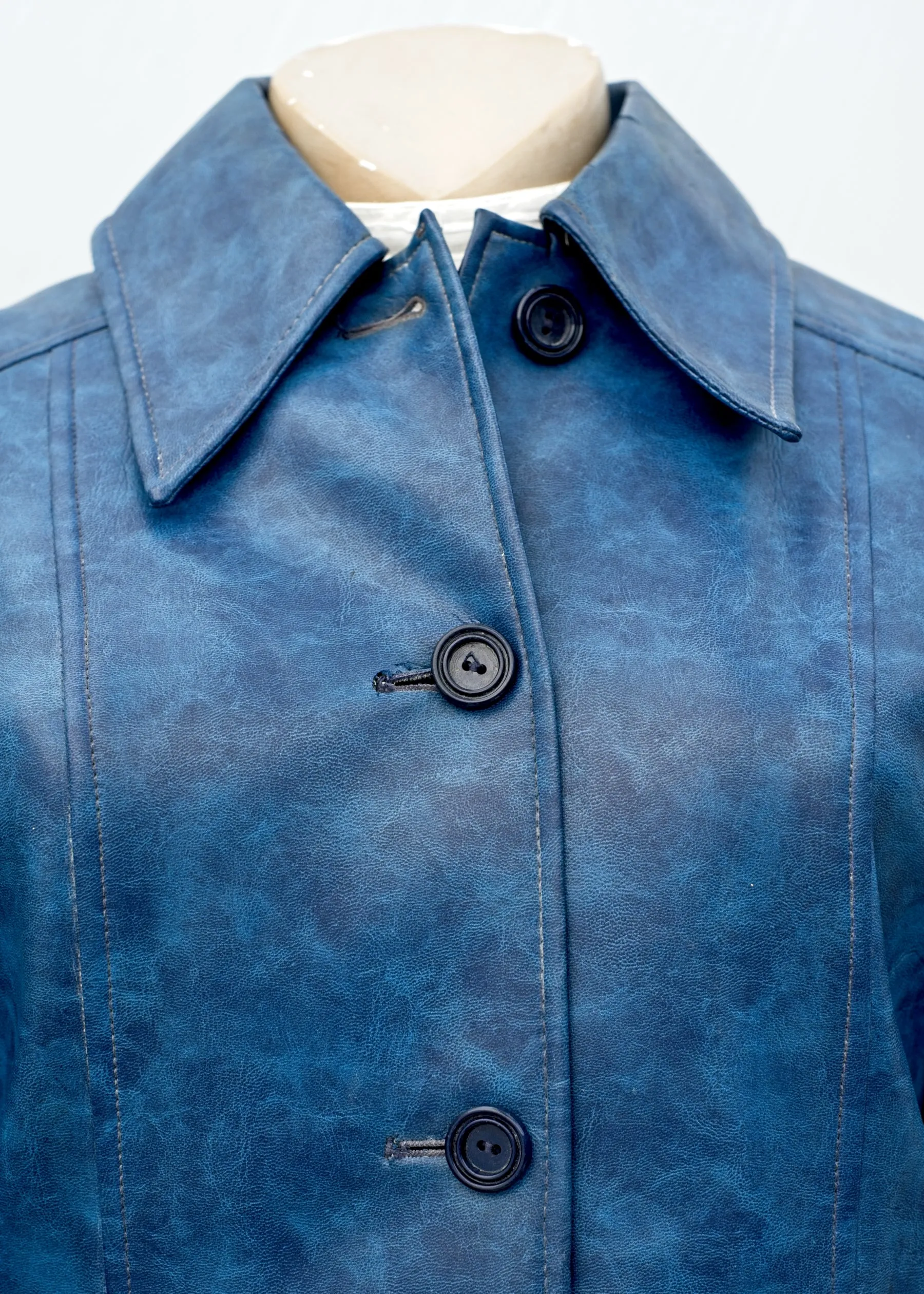 1960s Vintage Mod Blue Vinyl Coat • St Michael