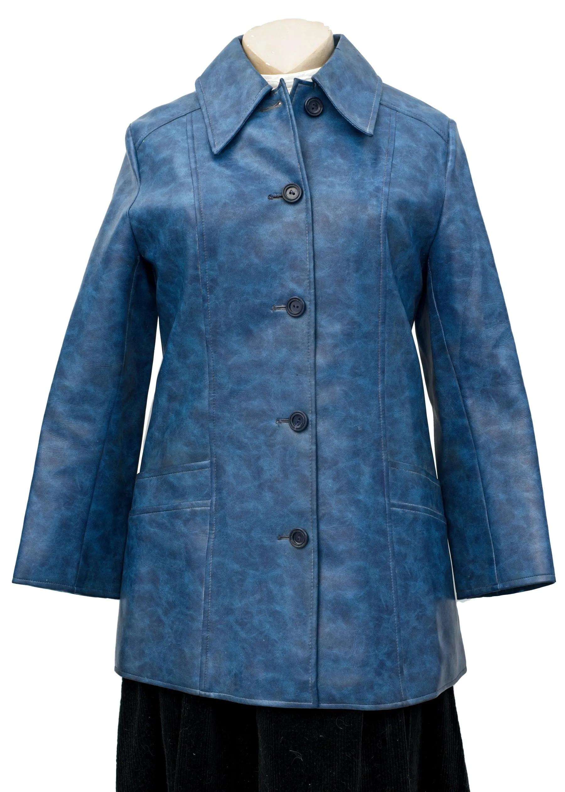 1960s Vintage Mod Blue Vinyl Coat • St Michael