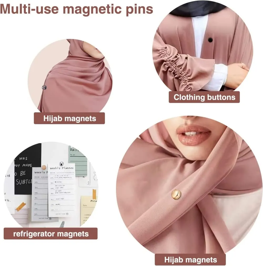 4 Pairs Hijab Magnets Magnetic Pins for Muslim Scarf Multi-Use Button Pins for Women Girls Stylish Button Magnet