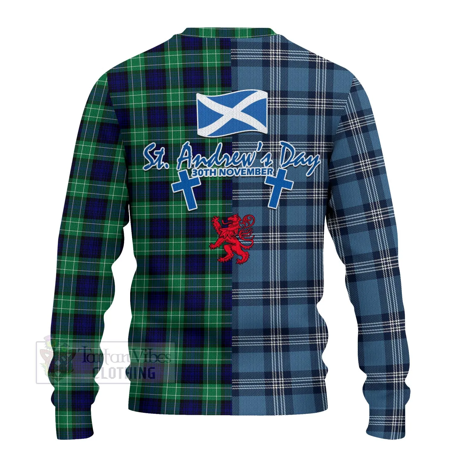 Abercrombie Tartan Knitted Sweater Happy St. Andrew's Day Half Tartan Style