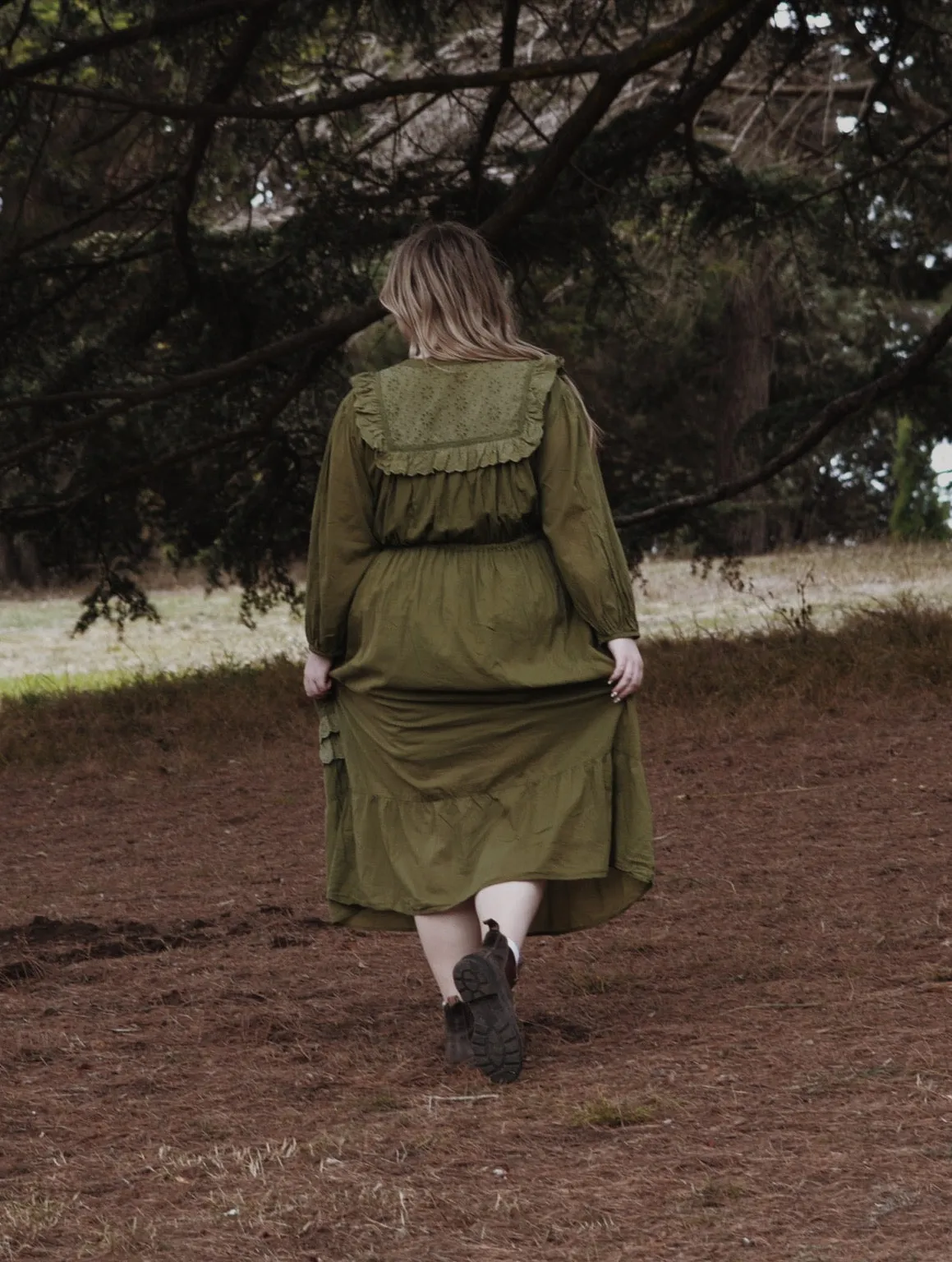 ABERDEEN MOSS GREEN COTTON LACE DRESS