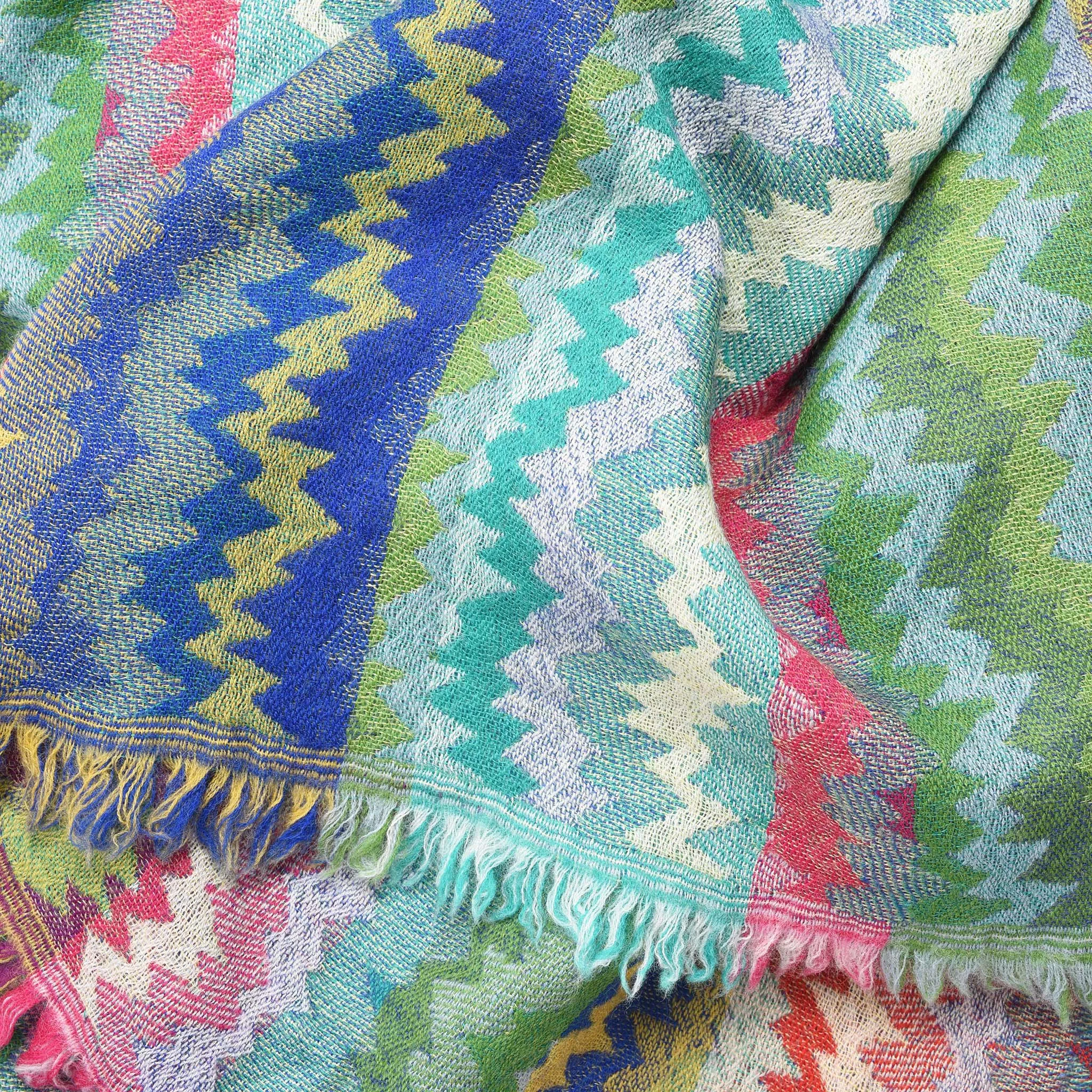 Abstract Design Jacquard Merino Wool Shawl