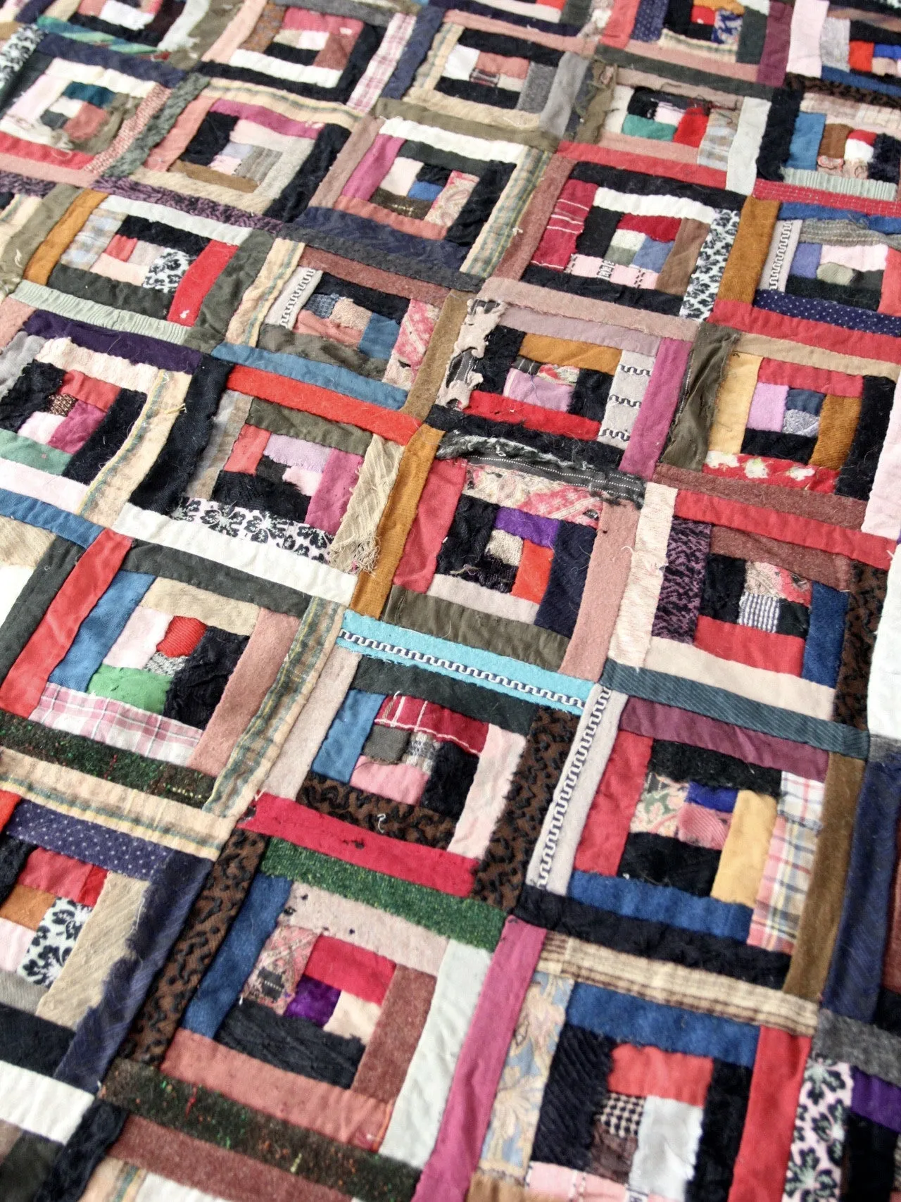 antique double side crazy patchwork quilt circa 1898