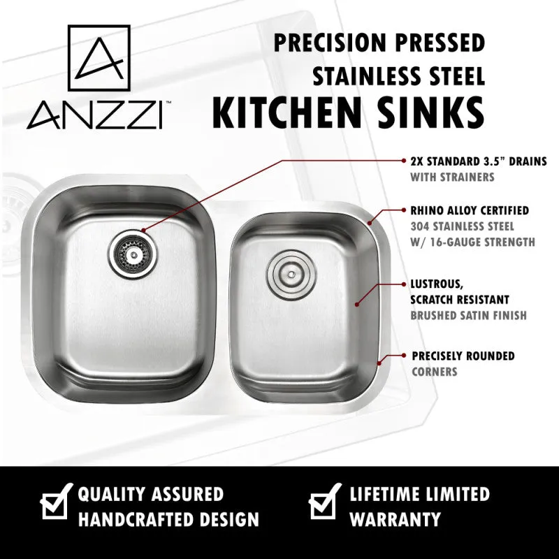 ANZZI MOORE Undermount 32 in. Double Bowl Kitchen Sink with Accent Faucet in Oil Rubbed Bronze