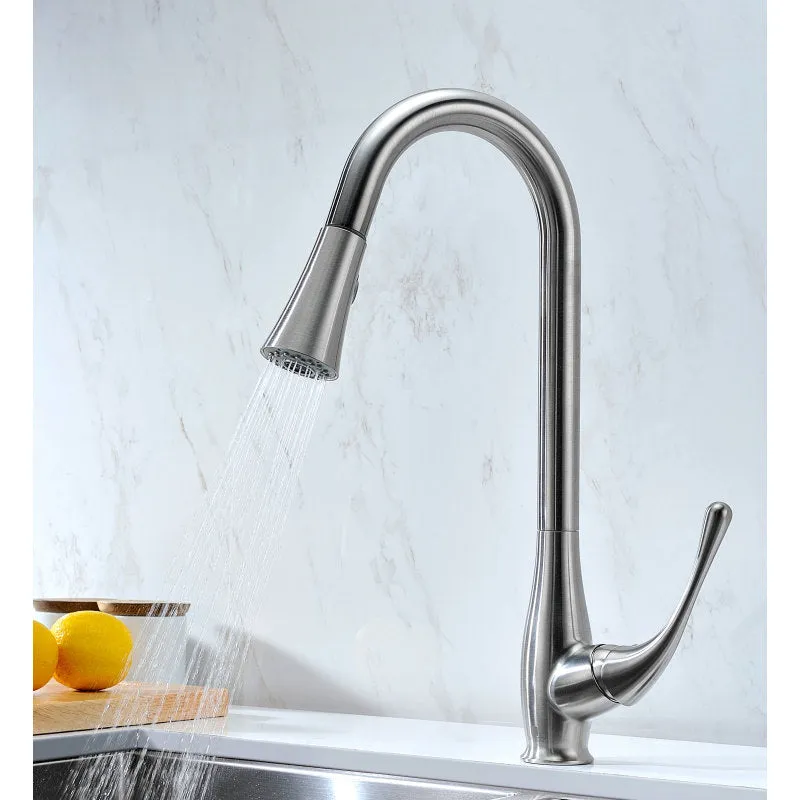 ANZZI MOORE Undermount 32 in. Double Bowl Kitchen Sink with Singer Faucet in Brushed Nickel