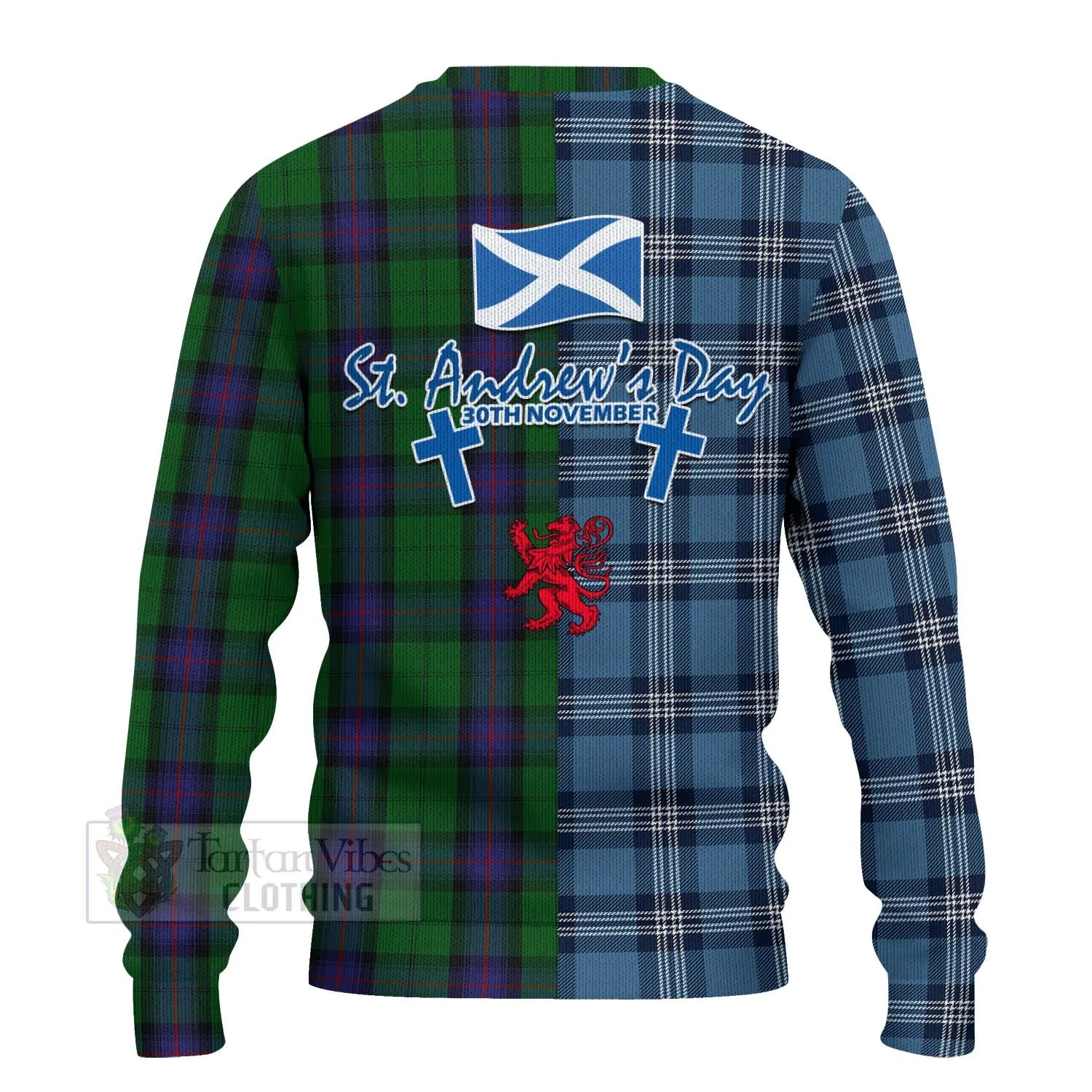 Armstrong Tartan Knitted Sweater Happy St. Andrew's Day Half Tartan Style