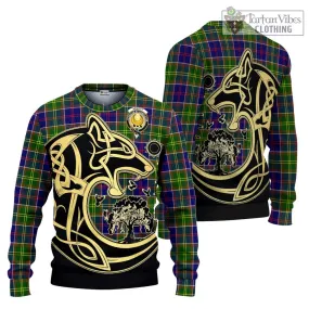 Arnott Tartan Ugly Sweater with Family Crest Celtic Wolf Style