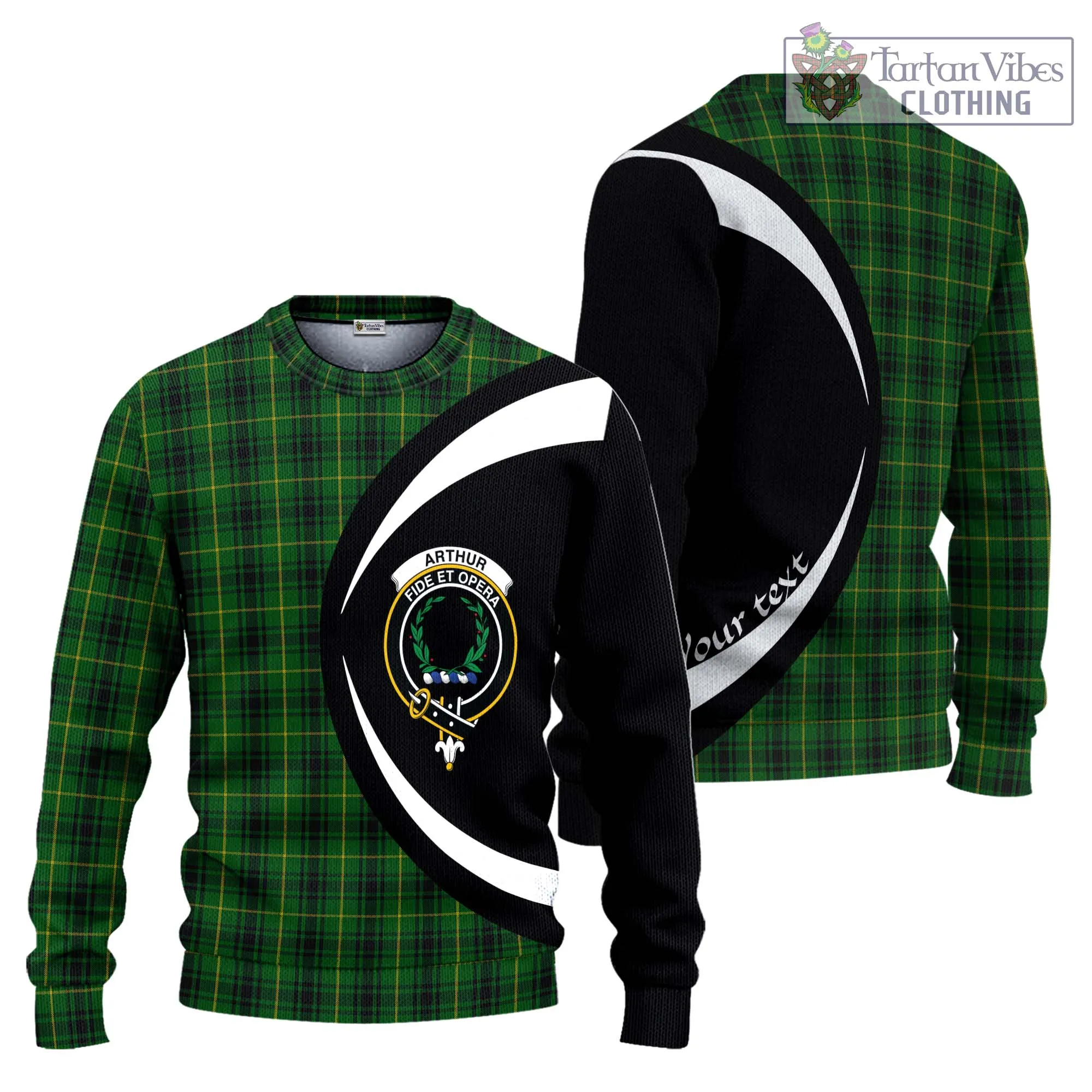 Arthur Tartan Ugly Sweater with Family Crest Circle Style