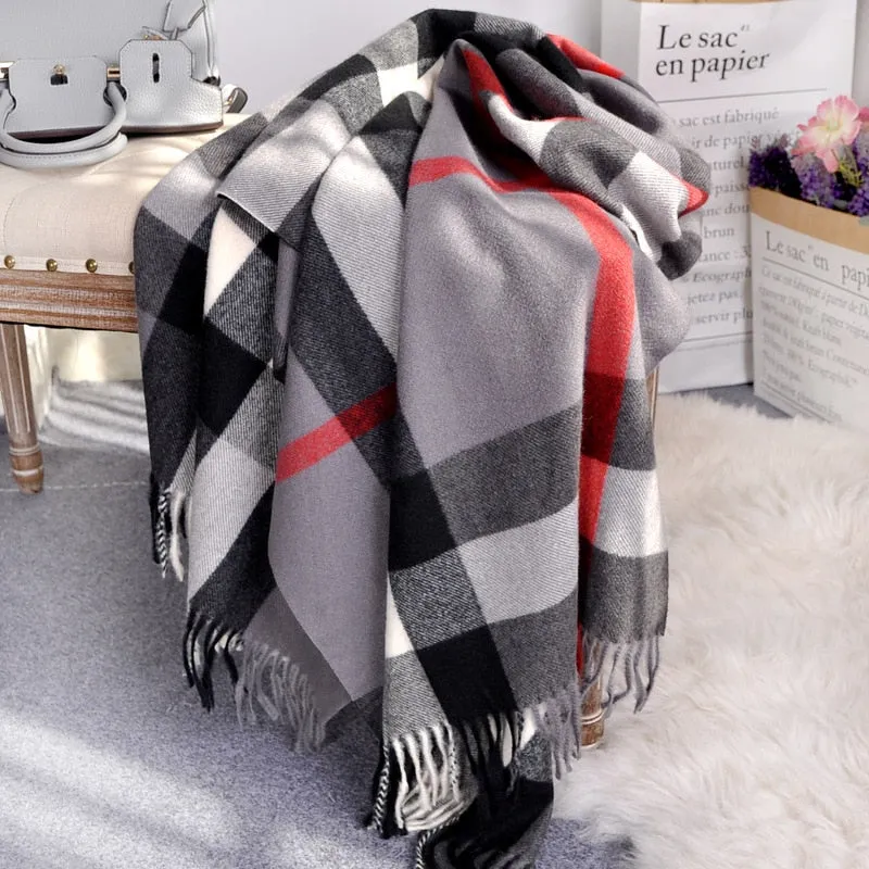 Autumn and Winter  Scarf Female British Bagh Bristled Cashmere Scarf Shawl Dual-use Thick Couple Scarf