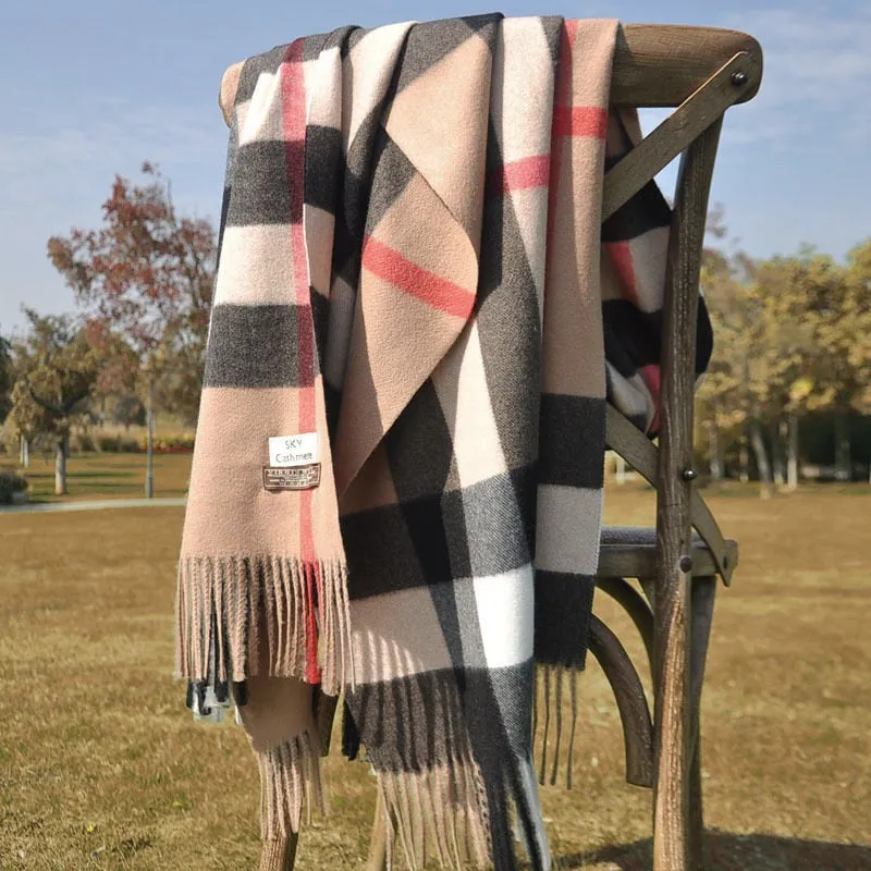 Autumn and Winter  Scarf Female British Bagh Bristled Cashmere Scarf Shawl Dual-use Thick Couple Scarf