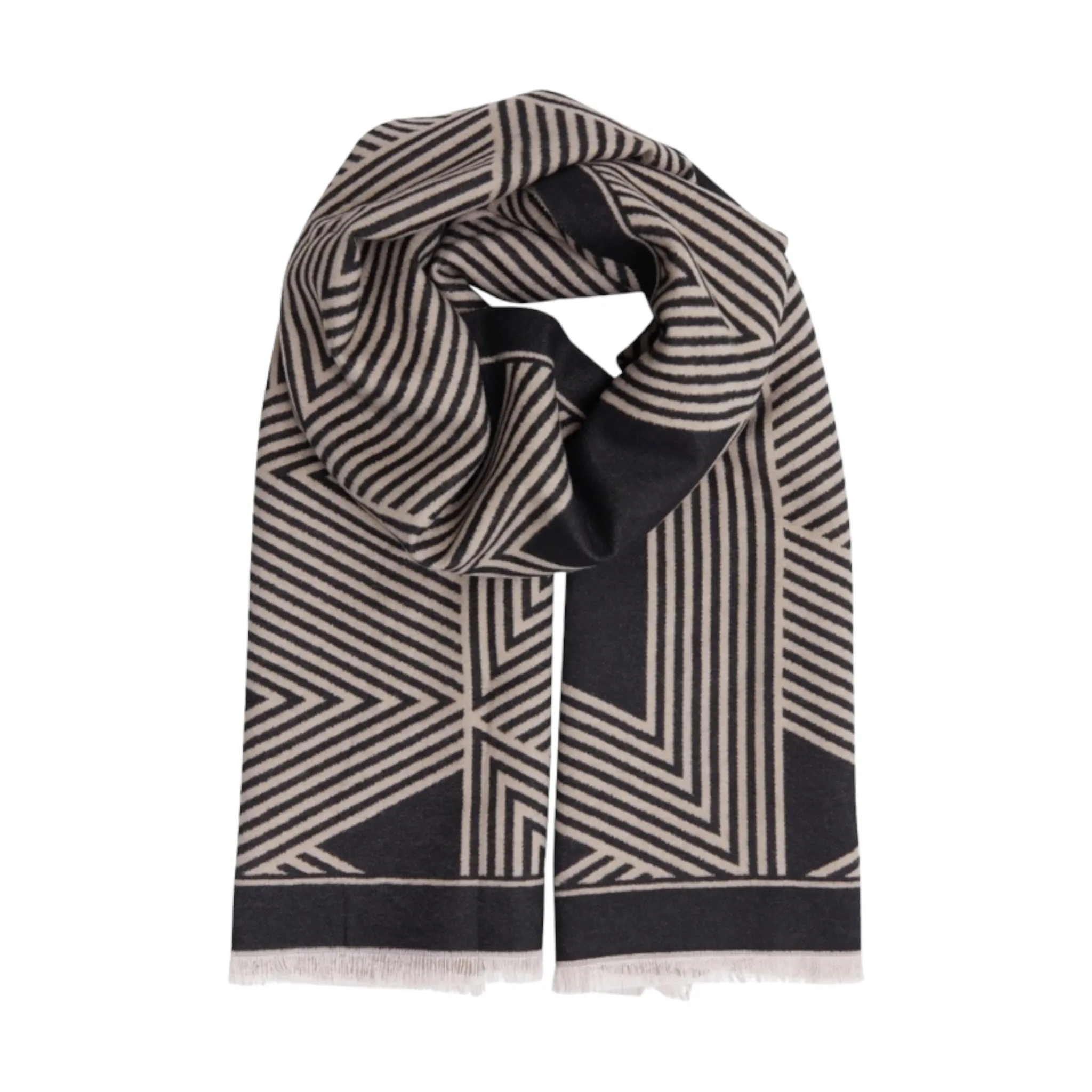 B Young Vibi Geometric Scarf Black Mix