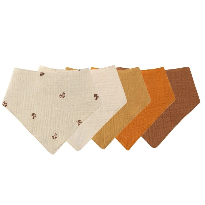 Baby Cotton Triangle Scarf Bib For Burp Cloth & Bandana (3pcs & 5Pcs Sets)