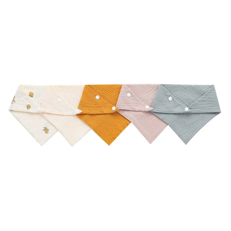 Baby Cotton Triangle Scarf Bib For Burp Cloth & Bandana (3pcs & 5Pcs Sets)