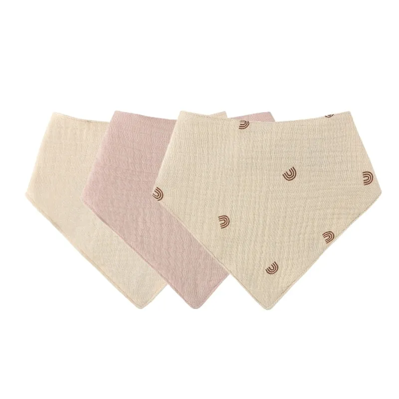 Baby Cotton Triangle Scarf Bib For Burp Cloth & Bandana (3pcs & 5Pcs Sets)