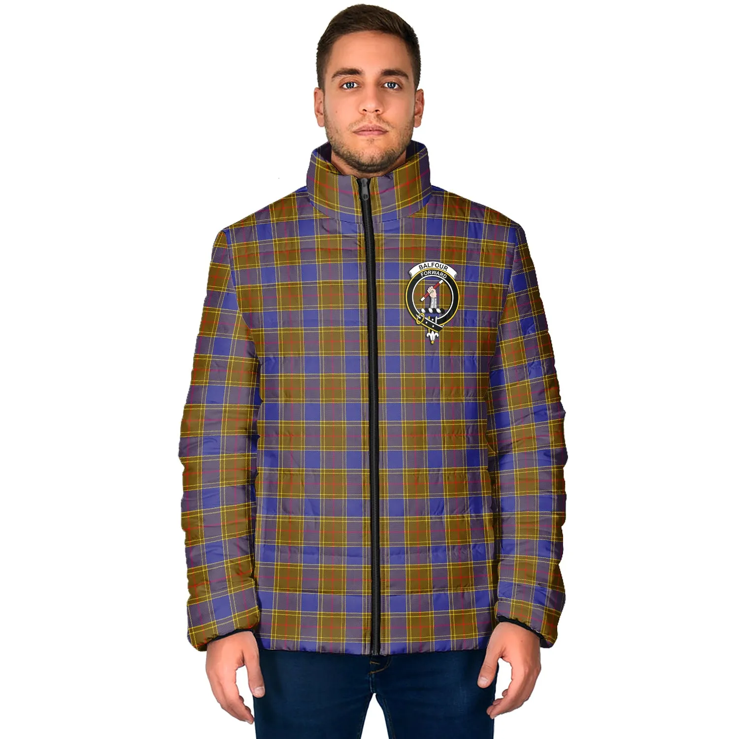 Balfour Tartan Padded Jacket with Family Crest