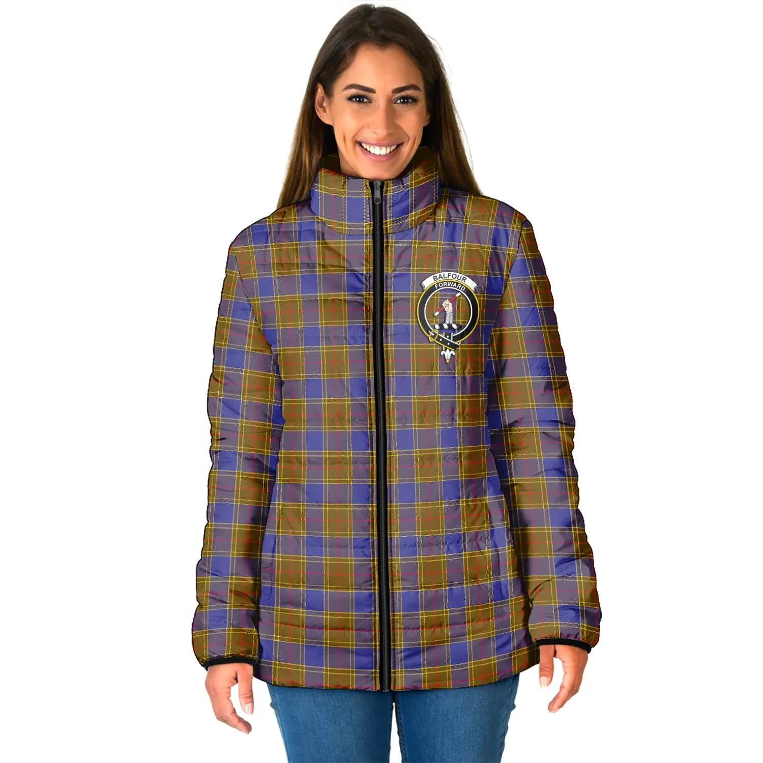 Balfour Tartan Padded Jacket with Family Crest