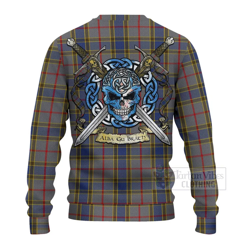 Balfour Tartan Ugly Sweater with Family Crest Celtic Skull Style