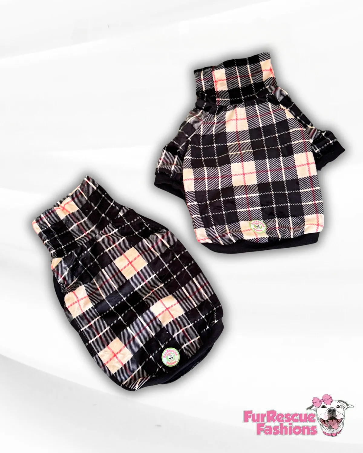 Barkberry Plaid Lux Dog Pajama with Black Trim