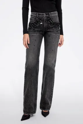 Beaded Straight Leg Jeans