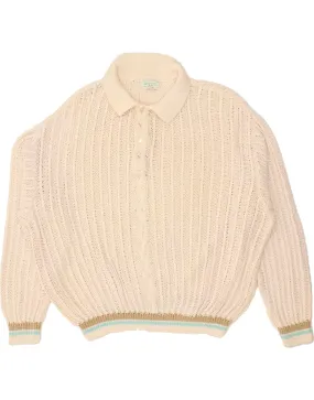 BENETTON Mens Polo Neck Jumper Sweater IT 52 Large Beige Cotton