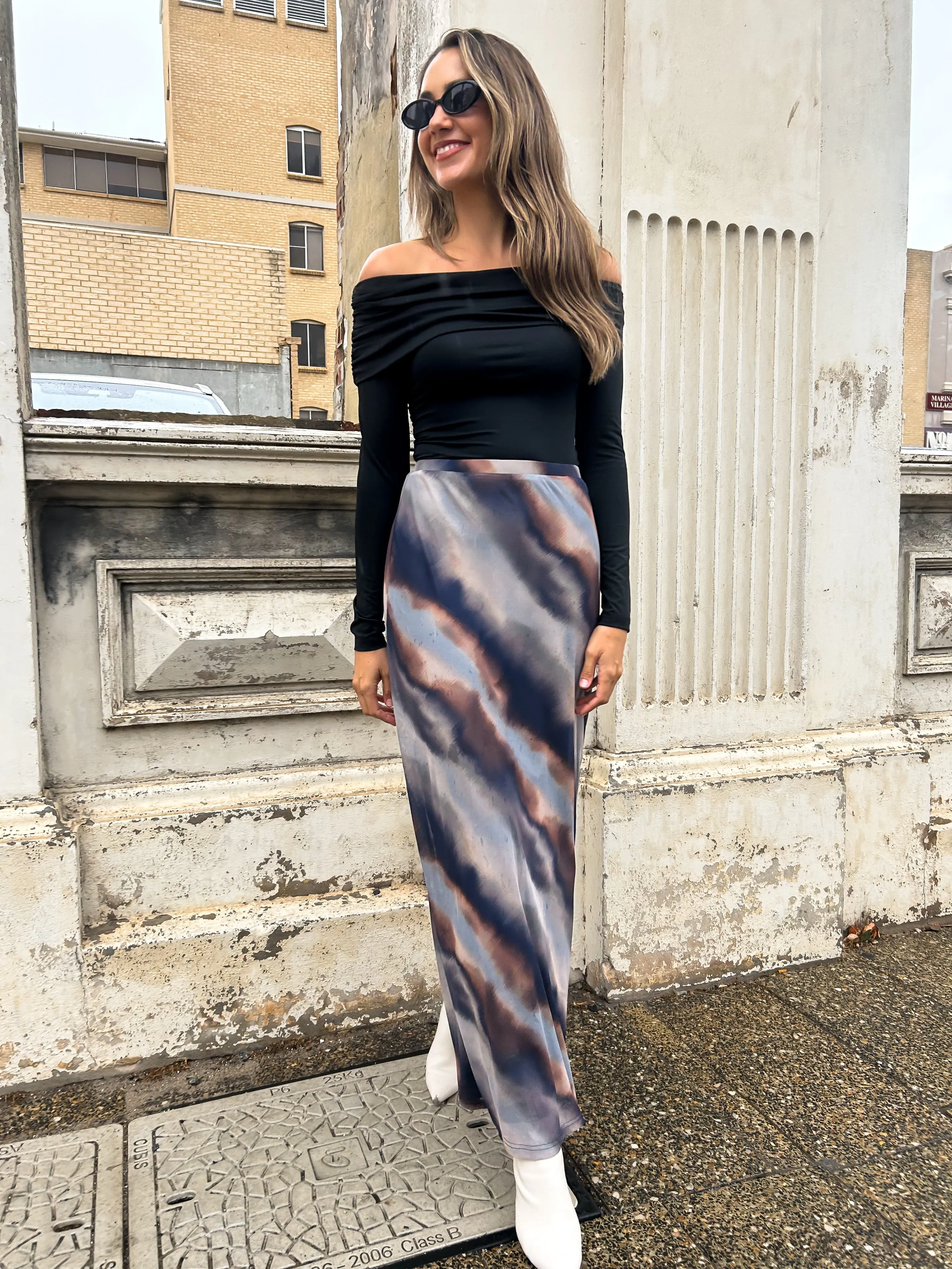 BEVERLY Maxi Skirt - Dusk Print