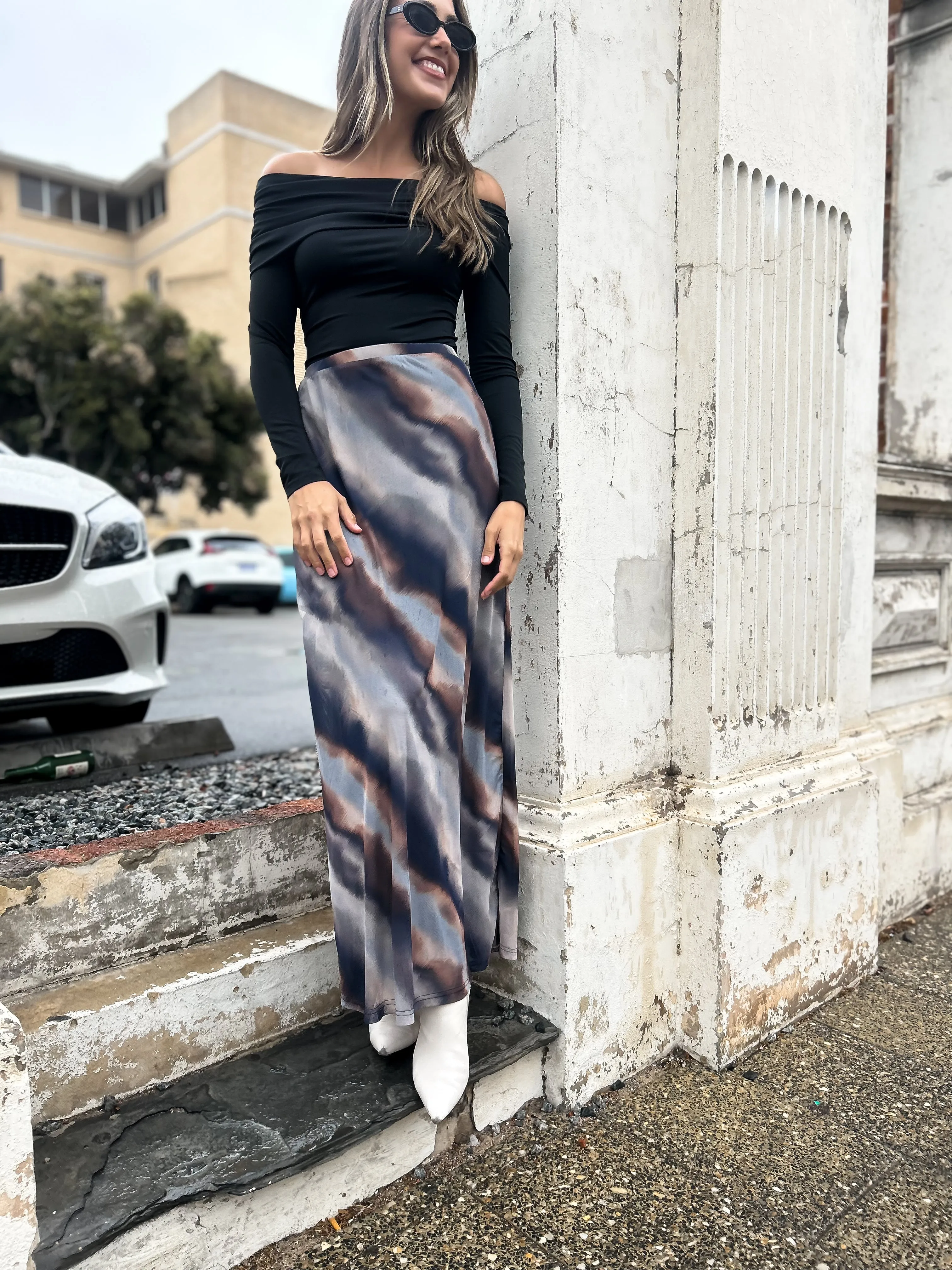 BEVERLY Maxi Skirt - Dusk Print