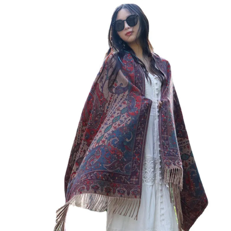 Big Shawl Women's Scarf Dual-use Sunscreen Ethnic Style Cloak Scarf