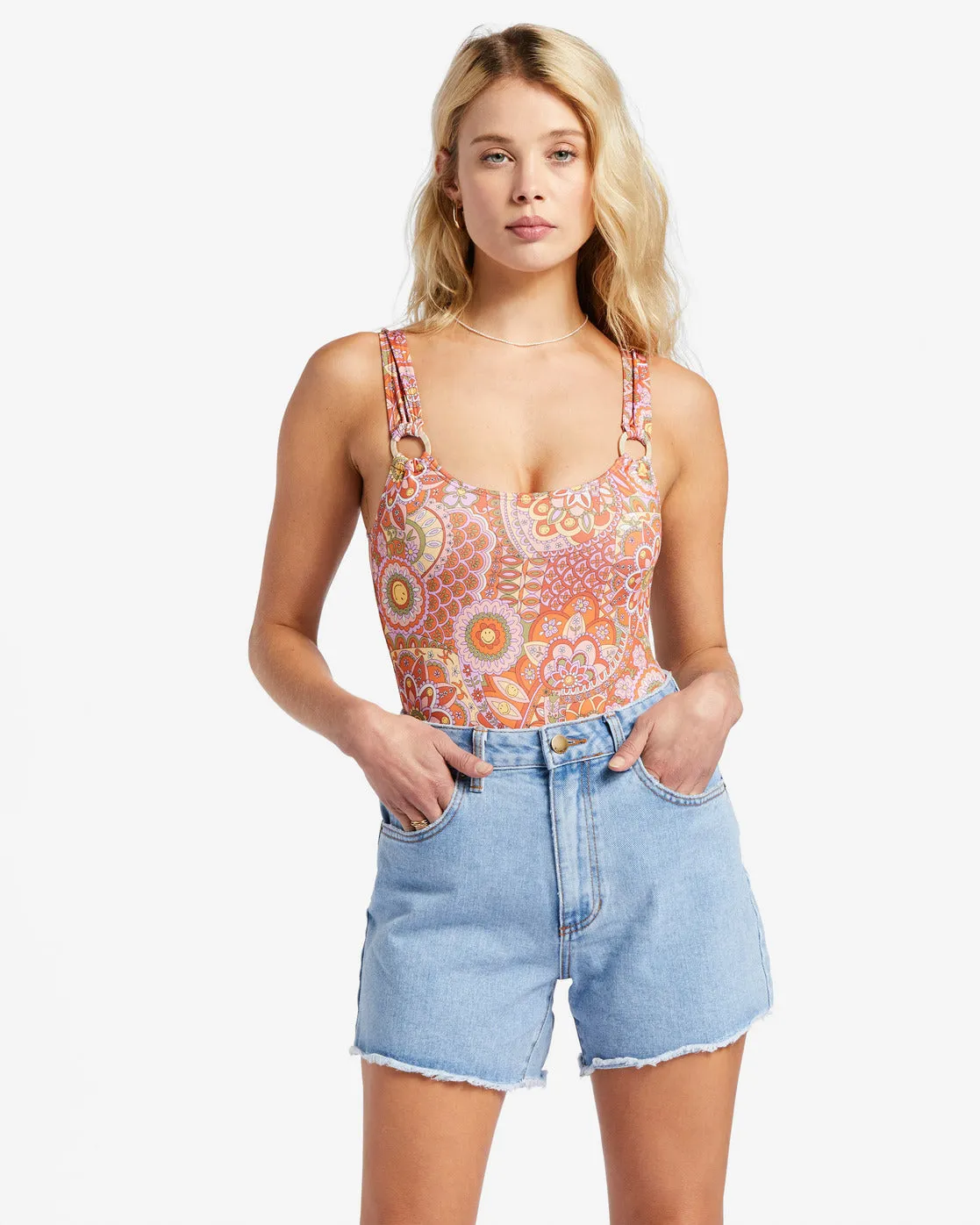 Billabong X Smiley Smile At Ya Denim Shorts - Smiley Wash