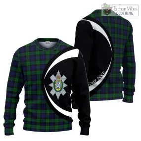 Black Watch Tartan Ugly Sweater with Family Crest Circle Style