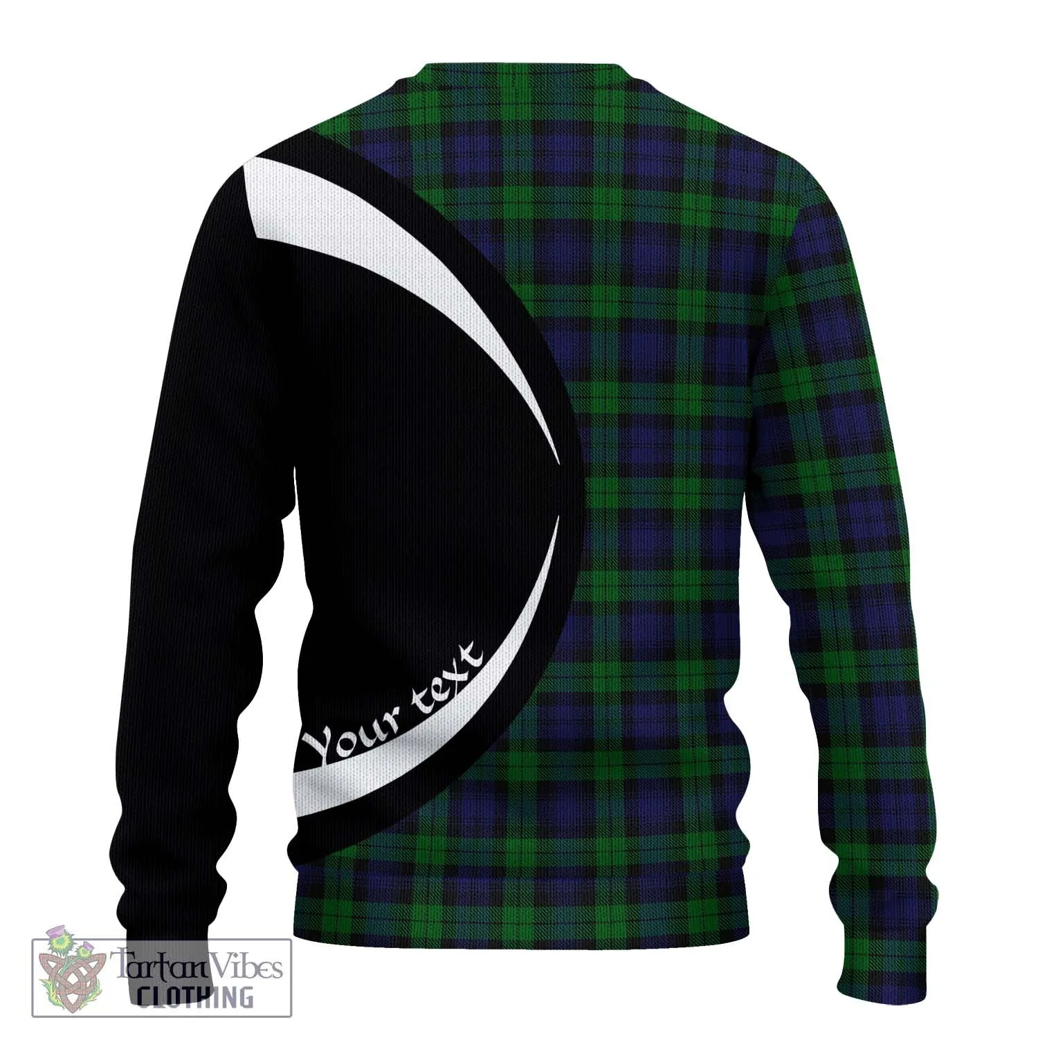 Black Watch Tartan Ugly Sweater with Family Crest Circle Style