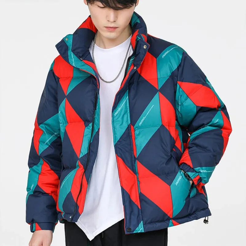 Bonsir Printed Men's Coats Winter Short Work Cold High Quality New In Male Quilted Padded Jackets Luxury Padding Stylish