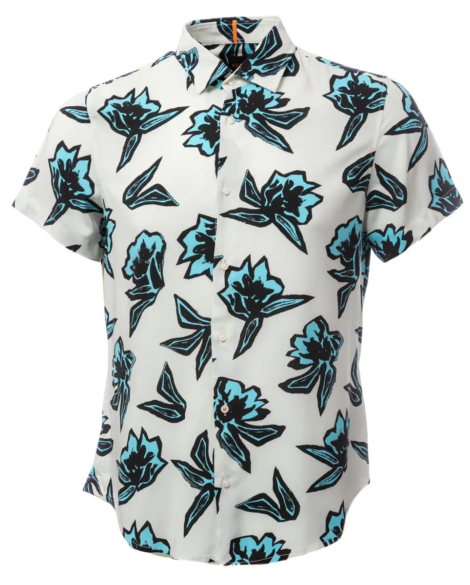 BOSS Rash_1 Short Sleeve Shirt in White Floral