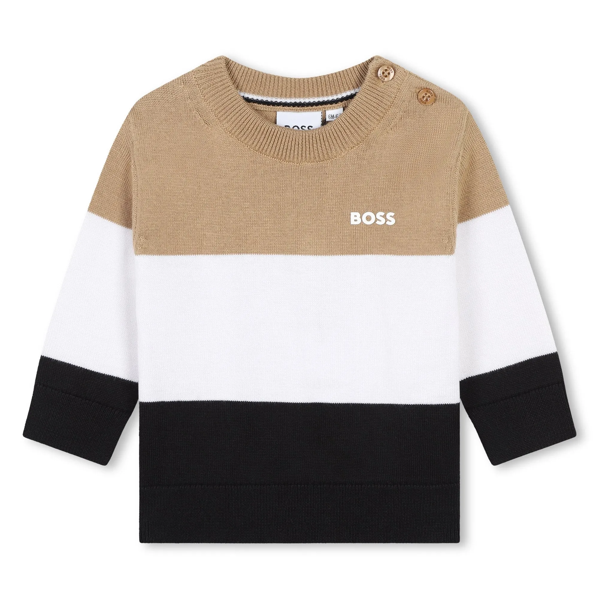 Boss - Tan, white, black  pullover