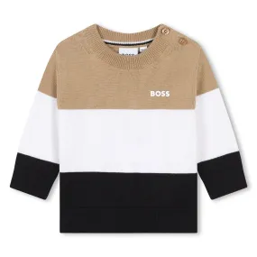 Boss - Tan, white, black  pullover