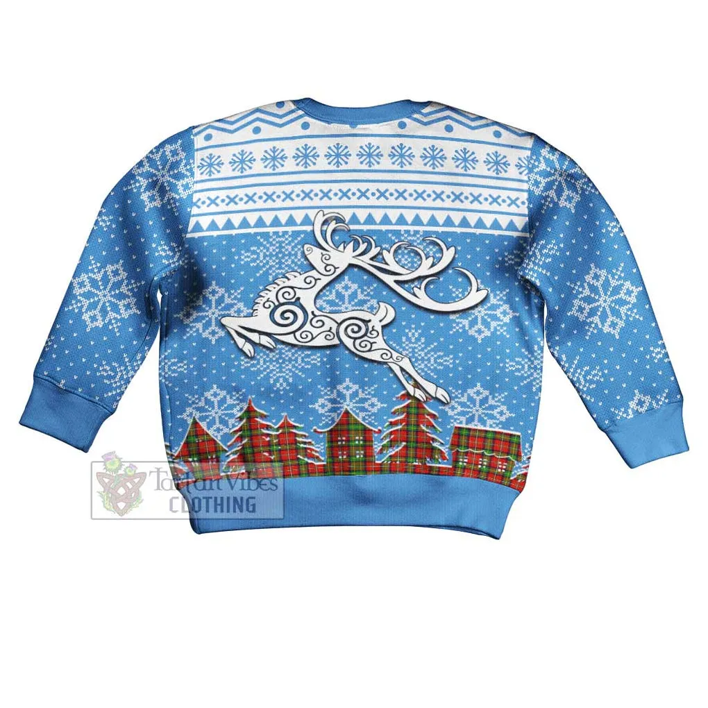 Boyd Clan Christmas Kid Ugly Sweater with Tartan and Celtic Reindeer Style