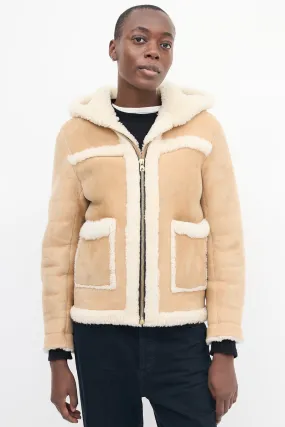 Brown & Beige Shearling Hooded Jacket