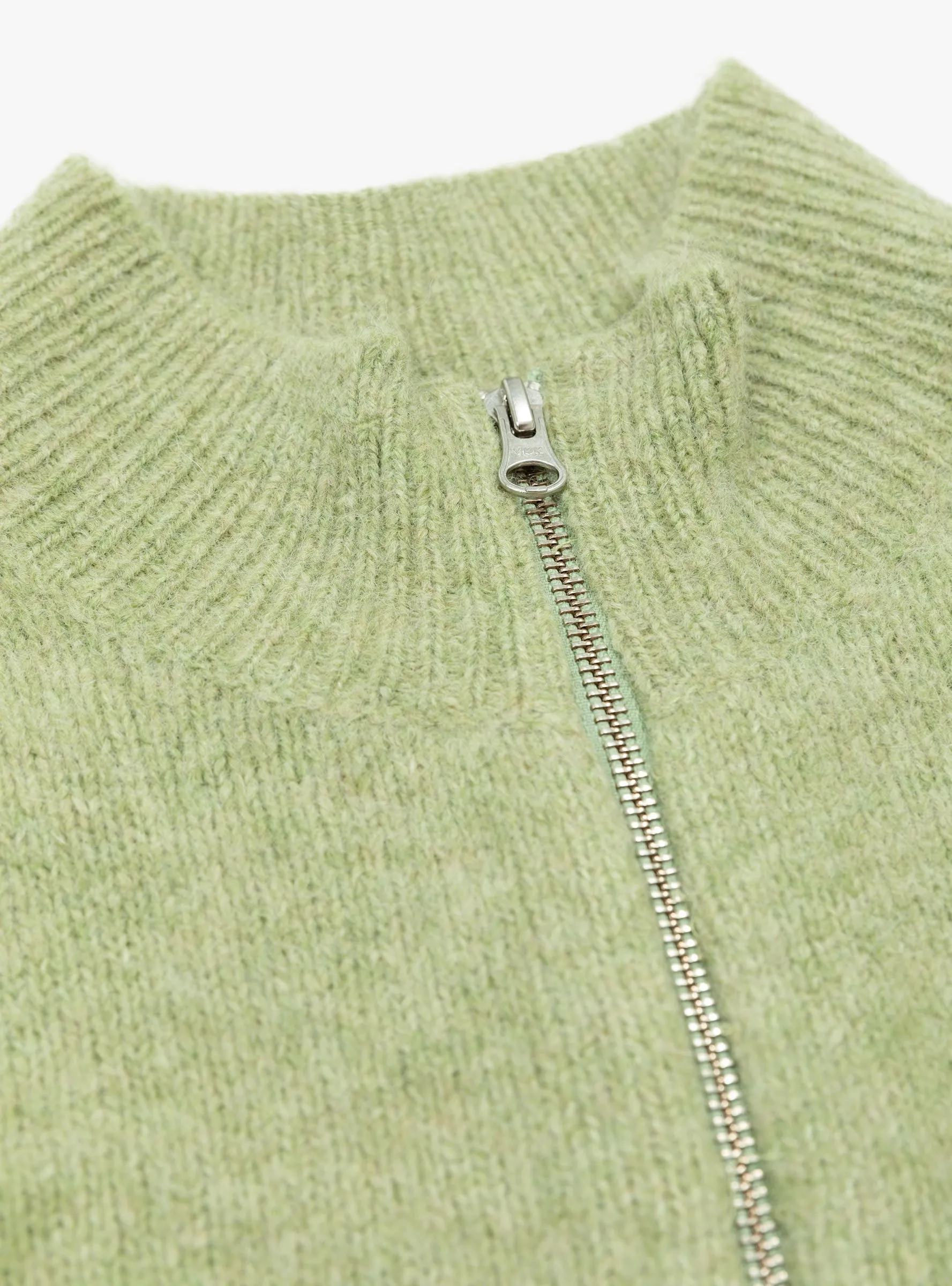 Brushed Mock Full Zip Sweater Sage