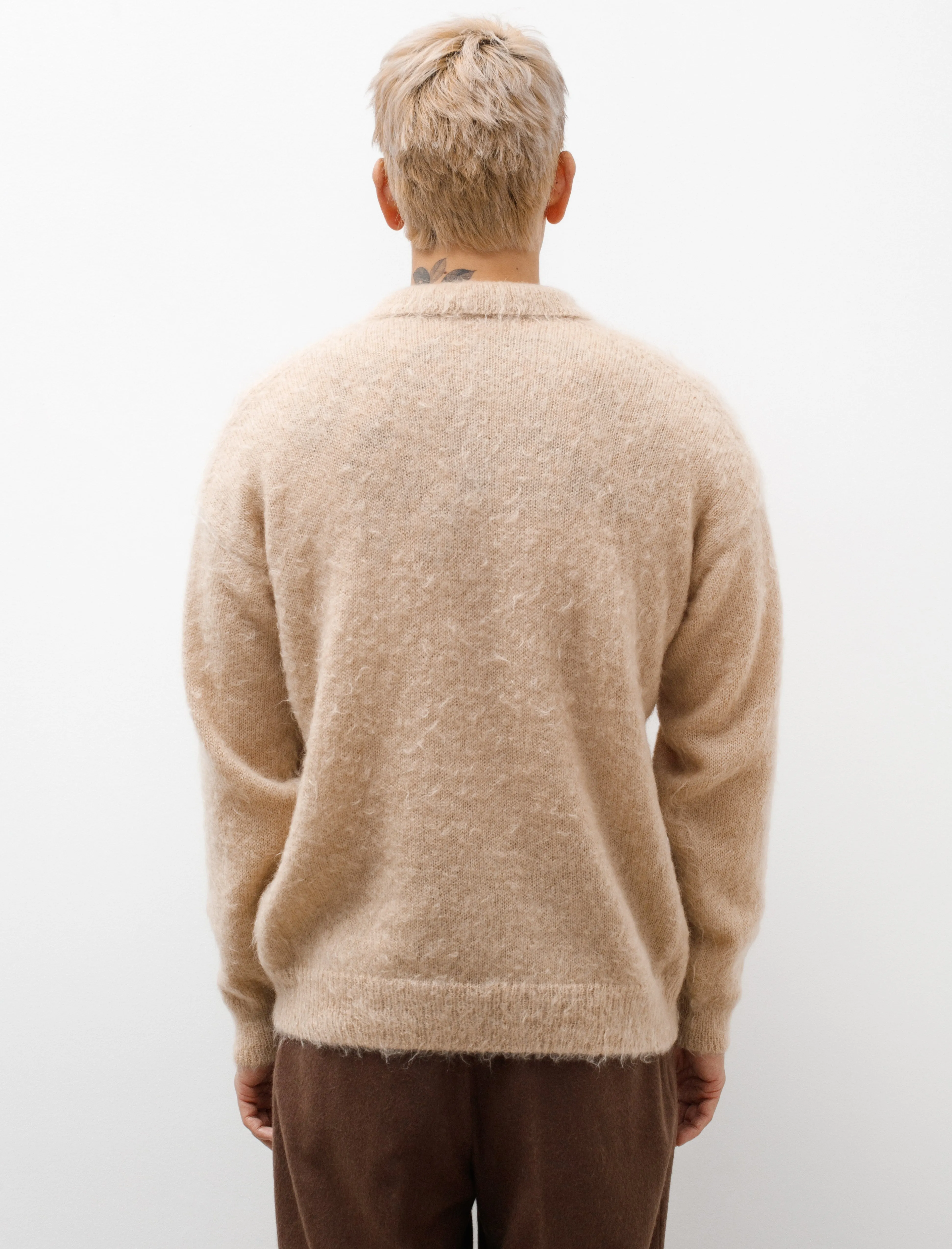 Brushed Super Kid Mohair Polo Beige