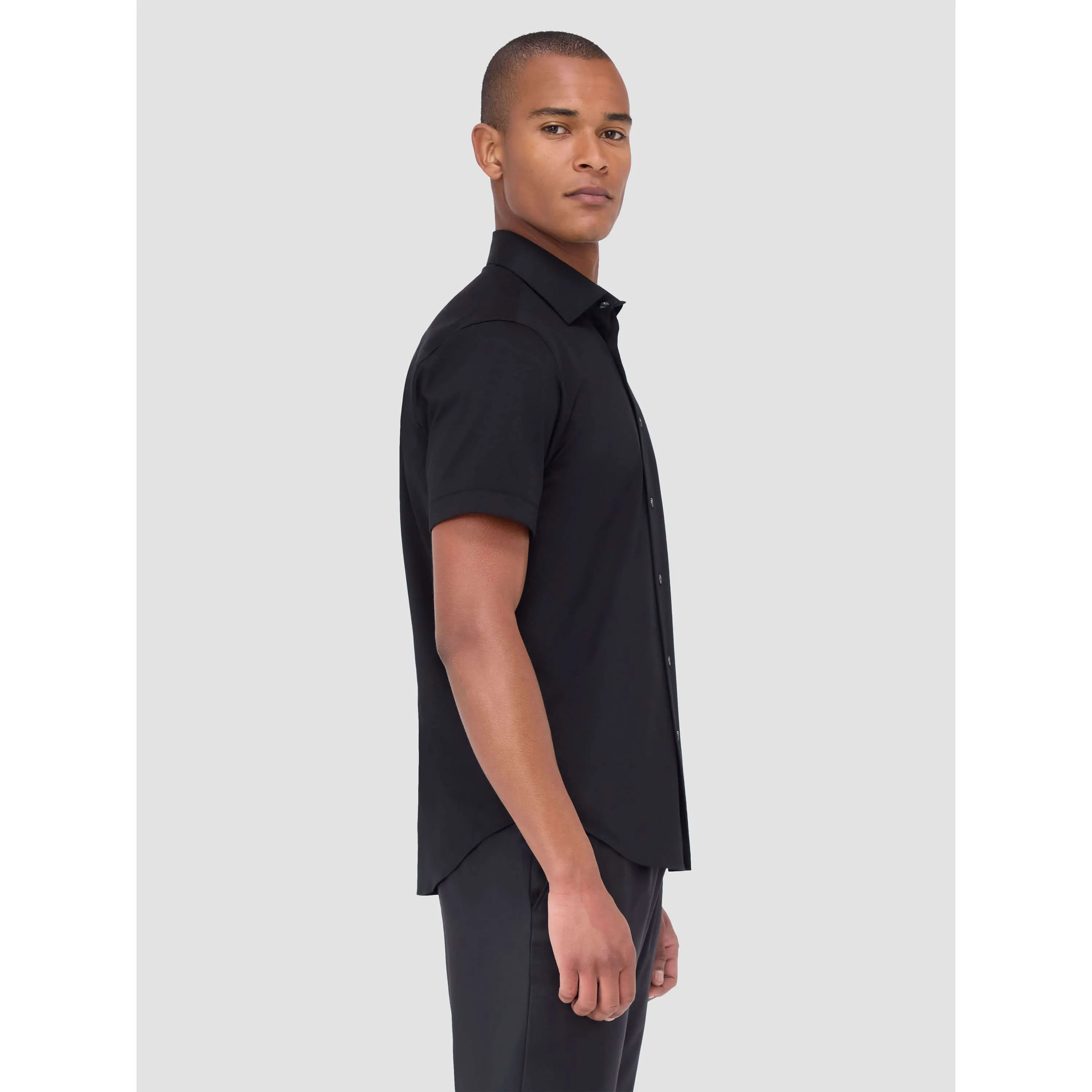 Bugatchi Ooohcotton Miles Short Sleeve Sport Shirt - Black