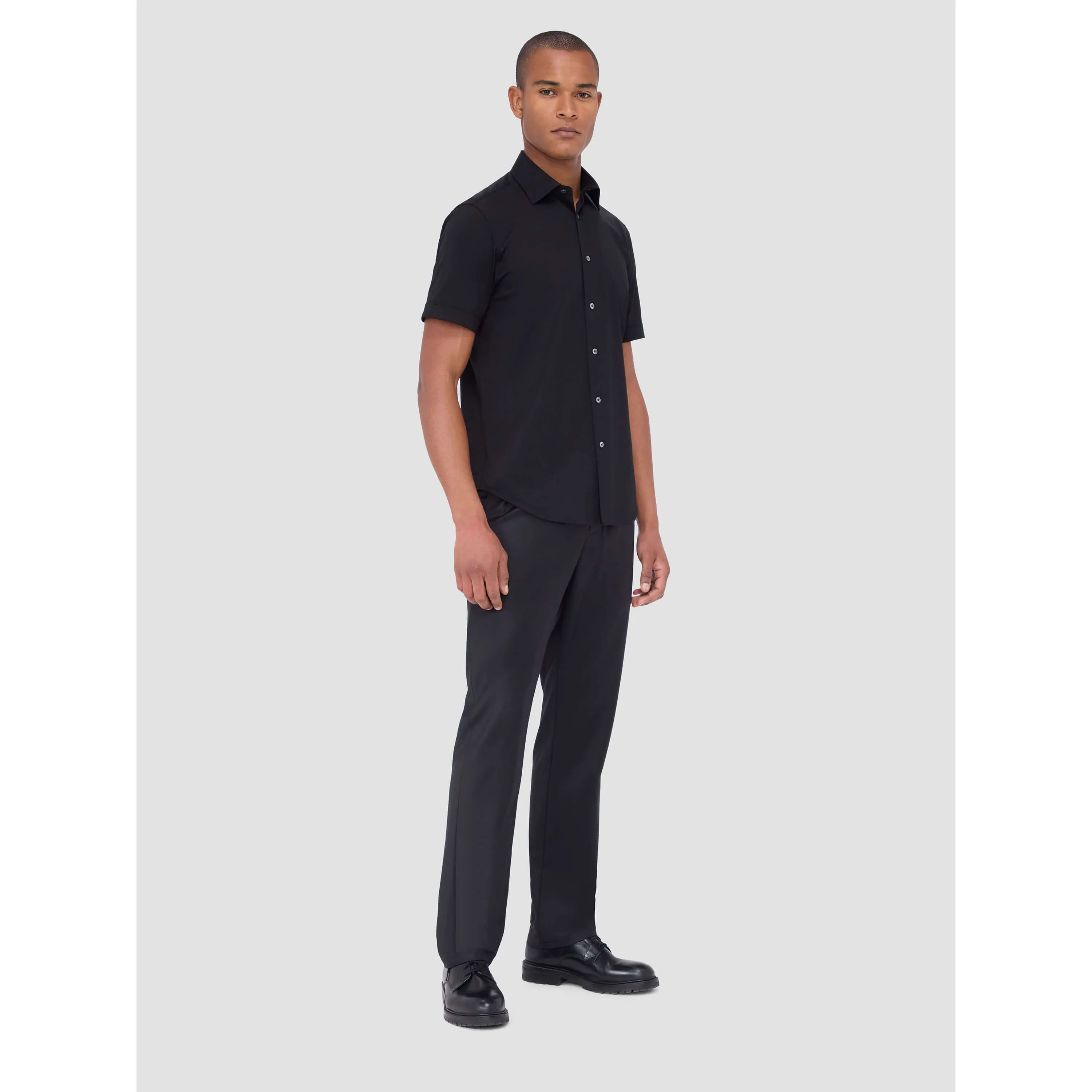 Bugatchi Ooohcotton Miles Short Sleeve Sport Shirt - Black