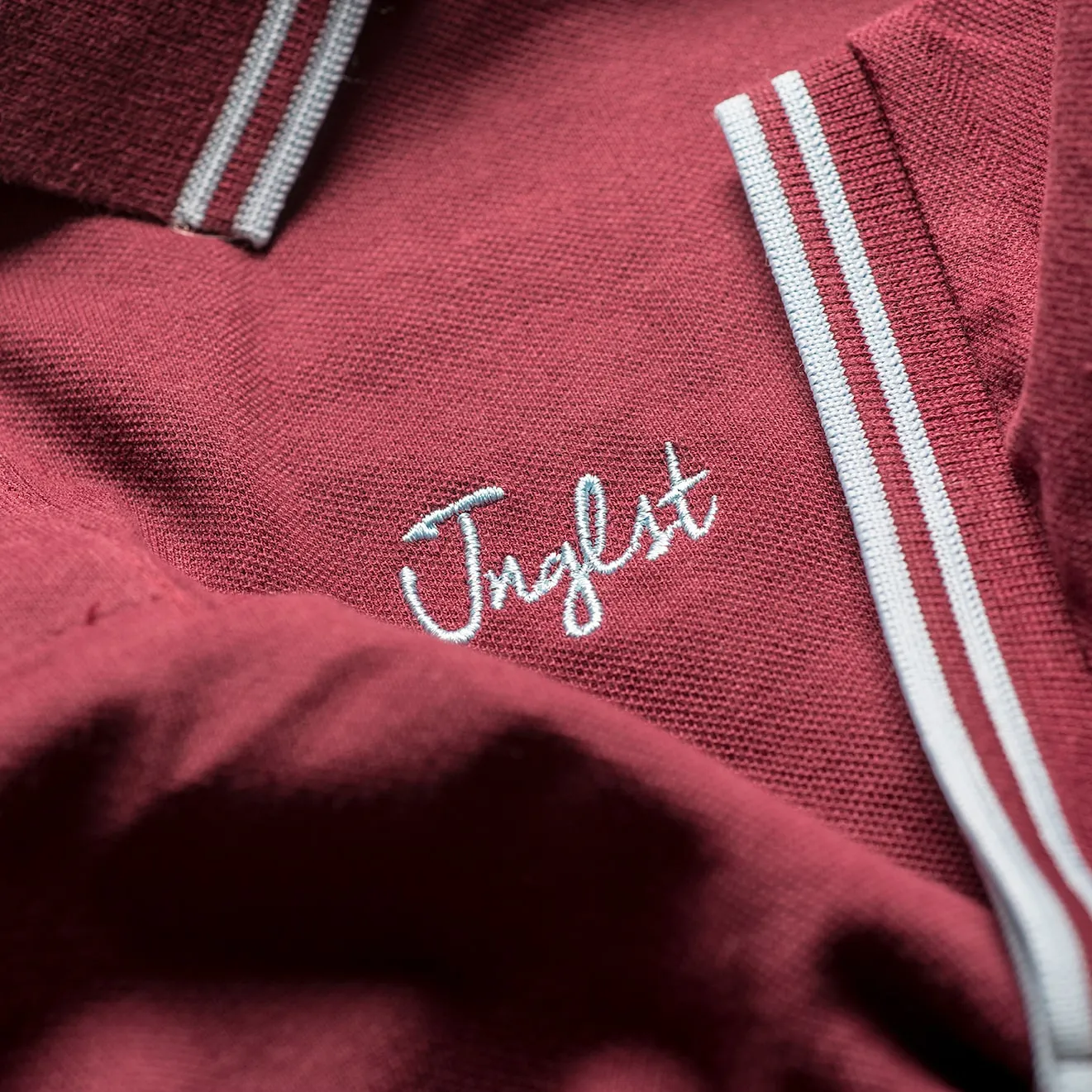 Burgundy Jnglst Polo Shirt with Sky Blue Detailing