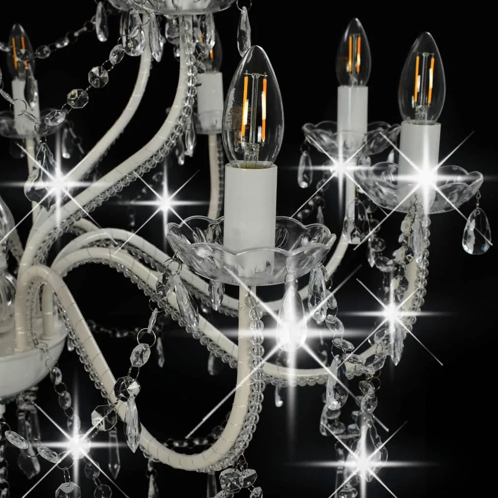 Chandelier 2-layer White 15 x E14 Bulbs