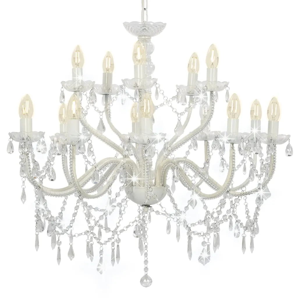 Chandelier 2-layer White 15 x E14 Bulbs